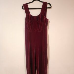 Cider Velvet Jumpsuit in Deep Red